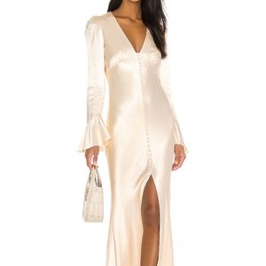 Selling this stunning Shona Joy Frill Cuff Bias Midi Dress in Cream